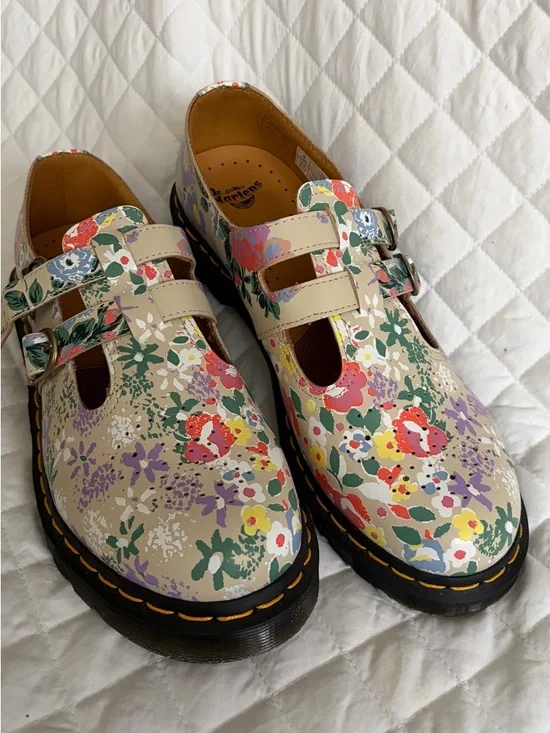 Dr. Martens Tan Leather Mary Jane Shoes - Picture 1 of 8